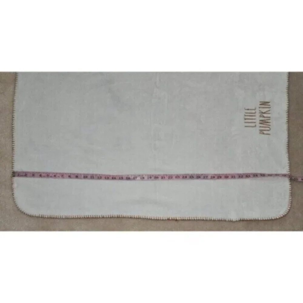 Rae Dunn Little Pumpkin Baby Blanket White Fleece Fall Halloween Thanksgiving
